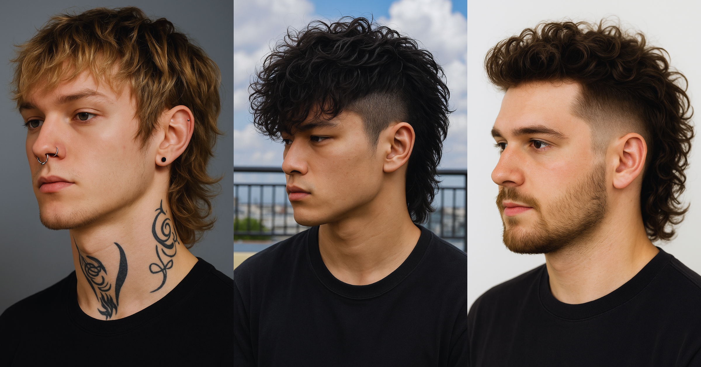Modern mullet hairstyle for men with layered texture and tapered sides
