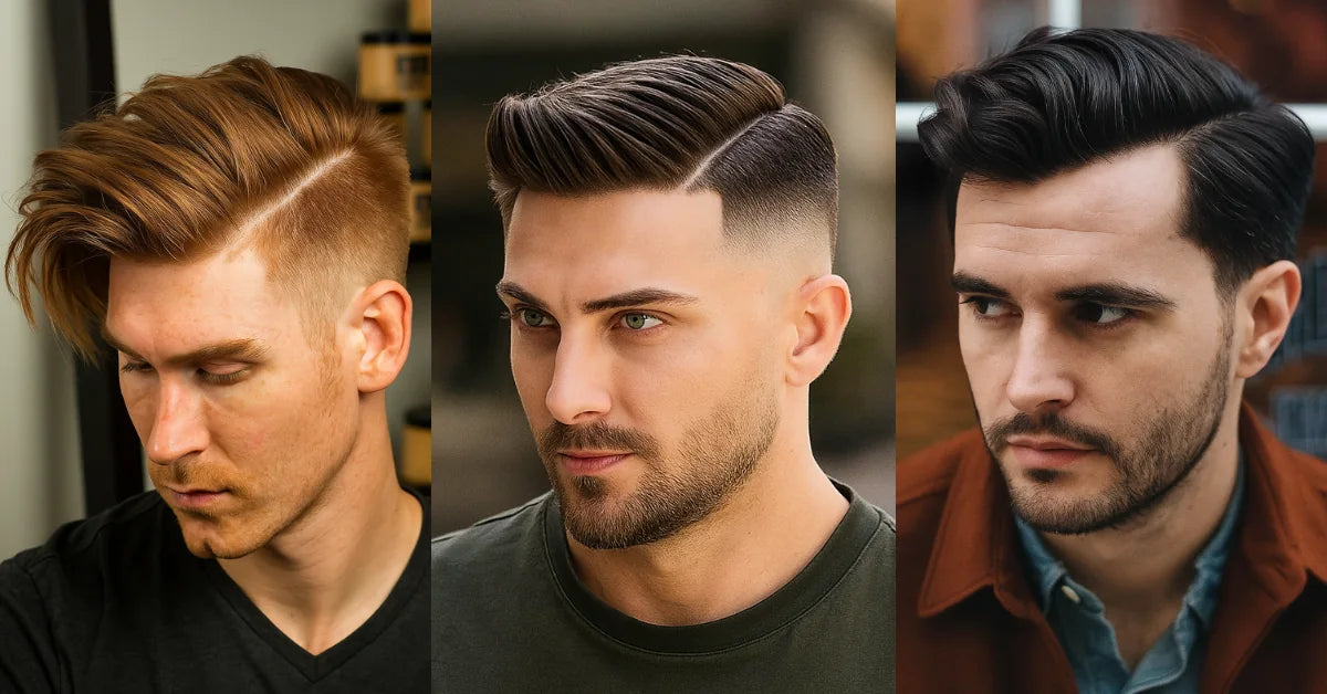 Trendy side part haircuts for men with classic, fade, and modern comb over styles