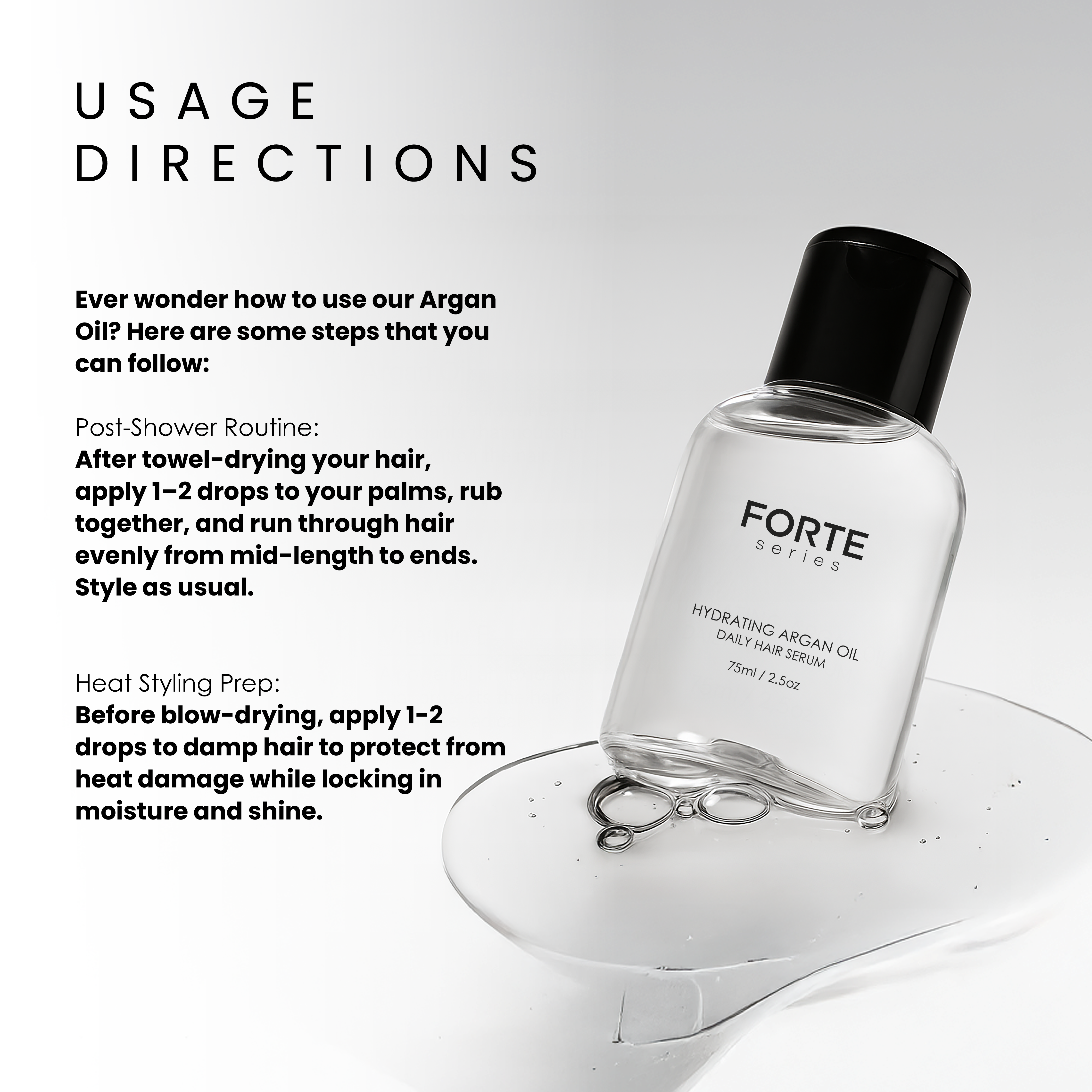 Hydrating Argan Oil - Smooths, Softens & Reduces Frizz 2.5 Oz - Forte Series