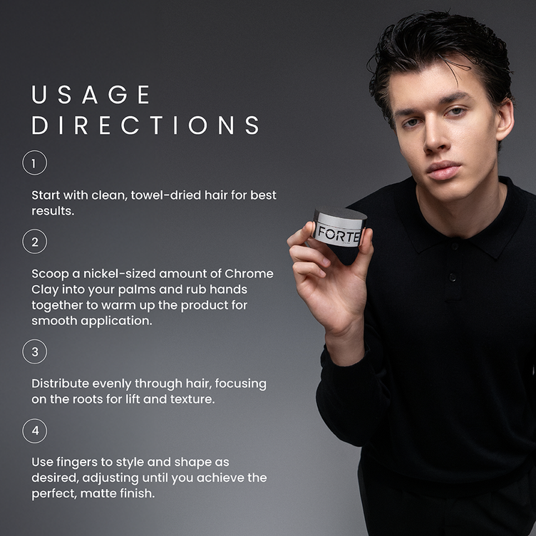 Chrome Clay - Strong Hold & Matte Finish 2.5 Oz - Forte Series