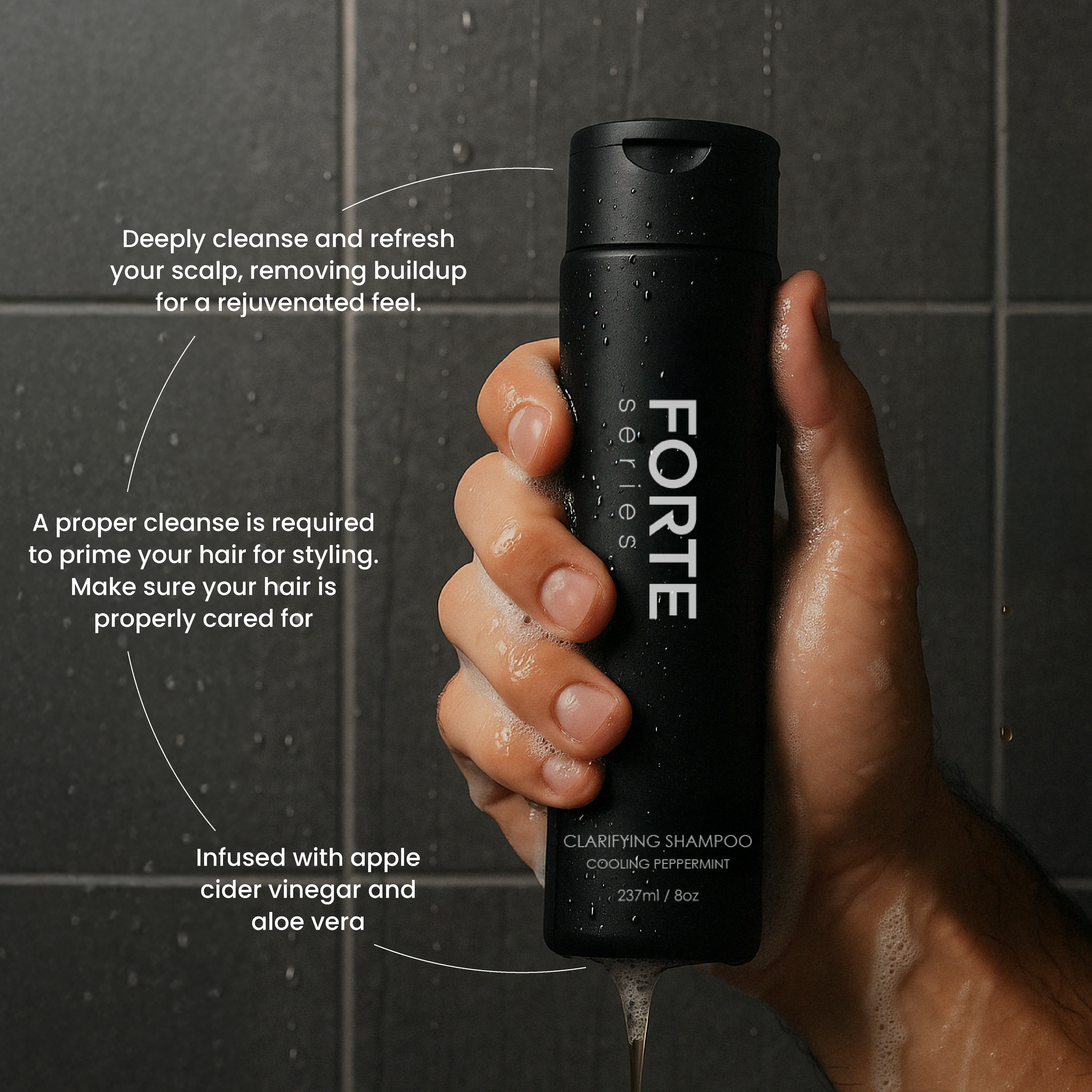 Clarifying Shampoo - Deep Cleanse & Detox - 8 Oz - Forte Series